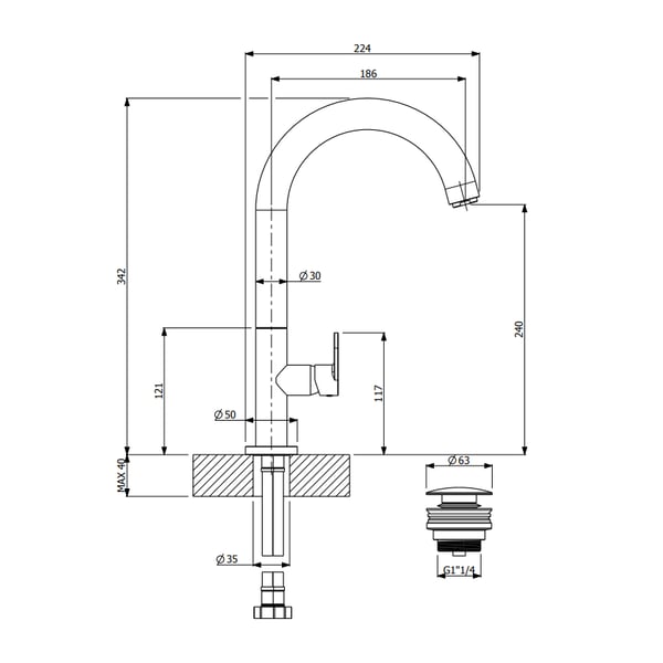 Μπαταρία νιπτήρος ψηλή Slim White Matt 500041-300